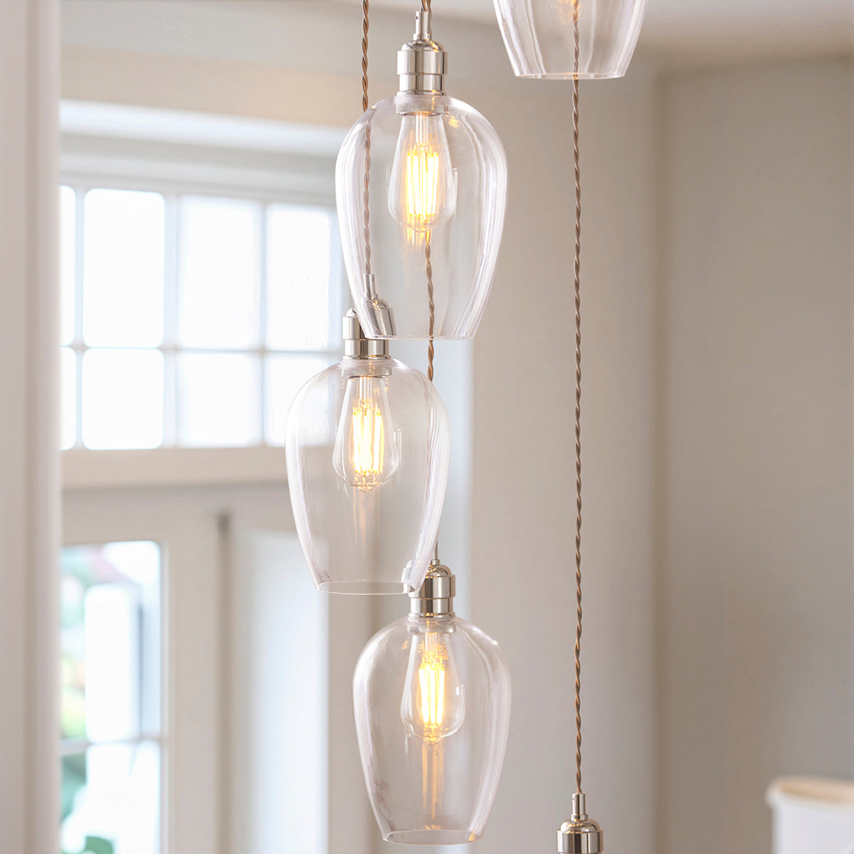Bright Nickel Plate & Clear Glass 7-Light