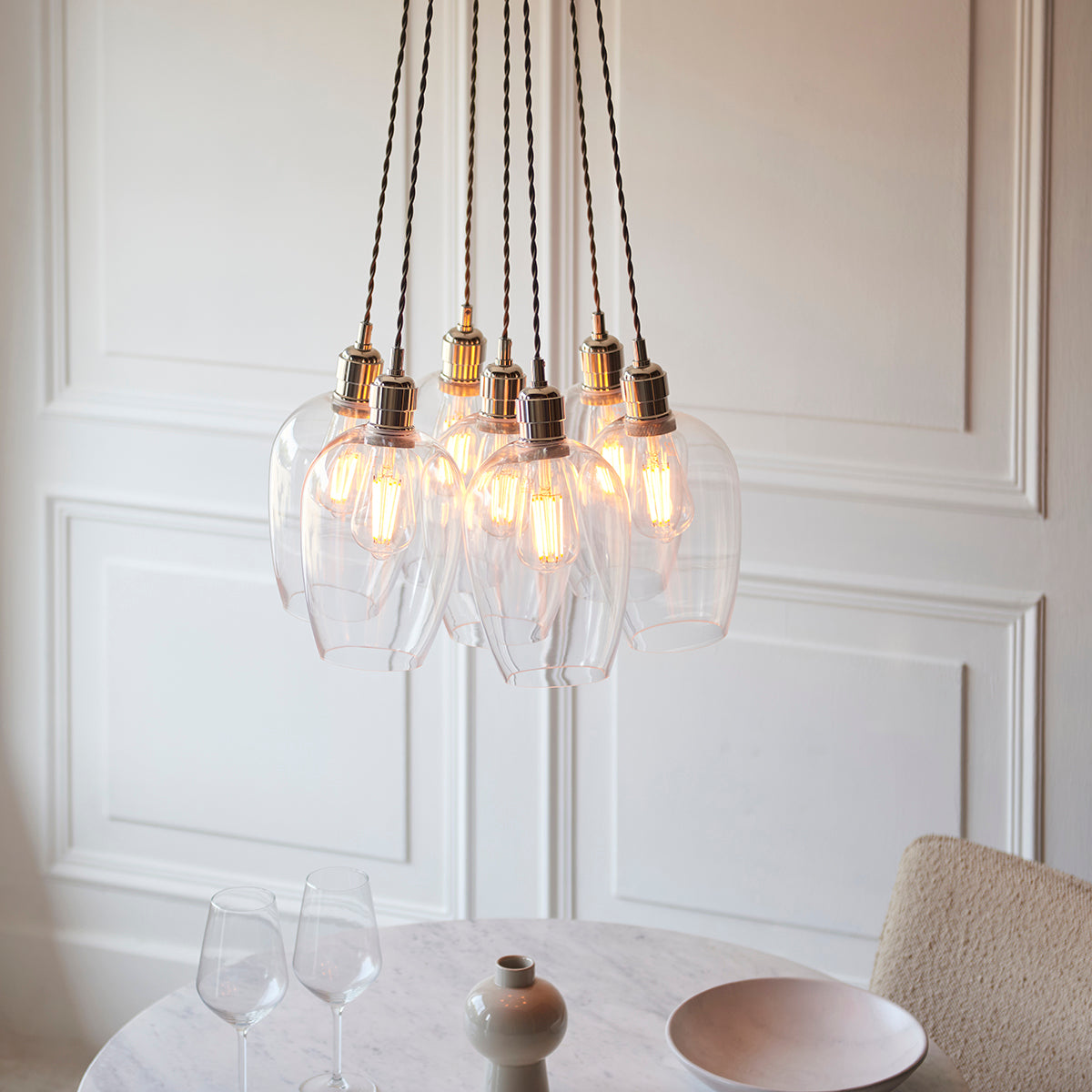 Bright Nickel Plate & Clear Glass 7-Light