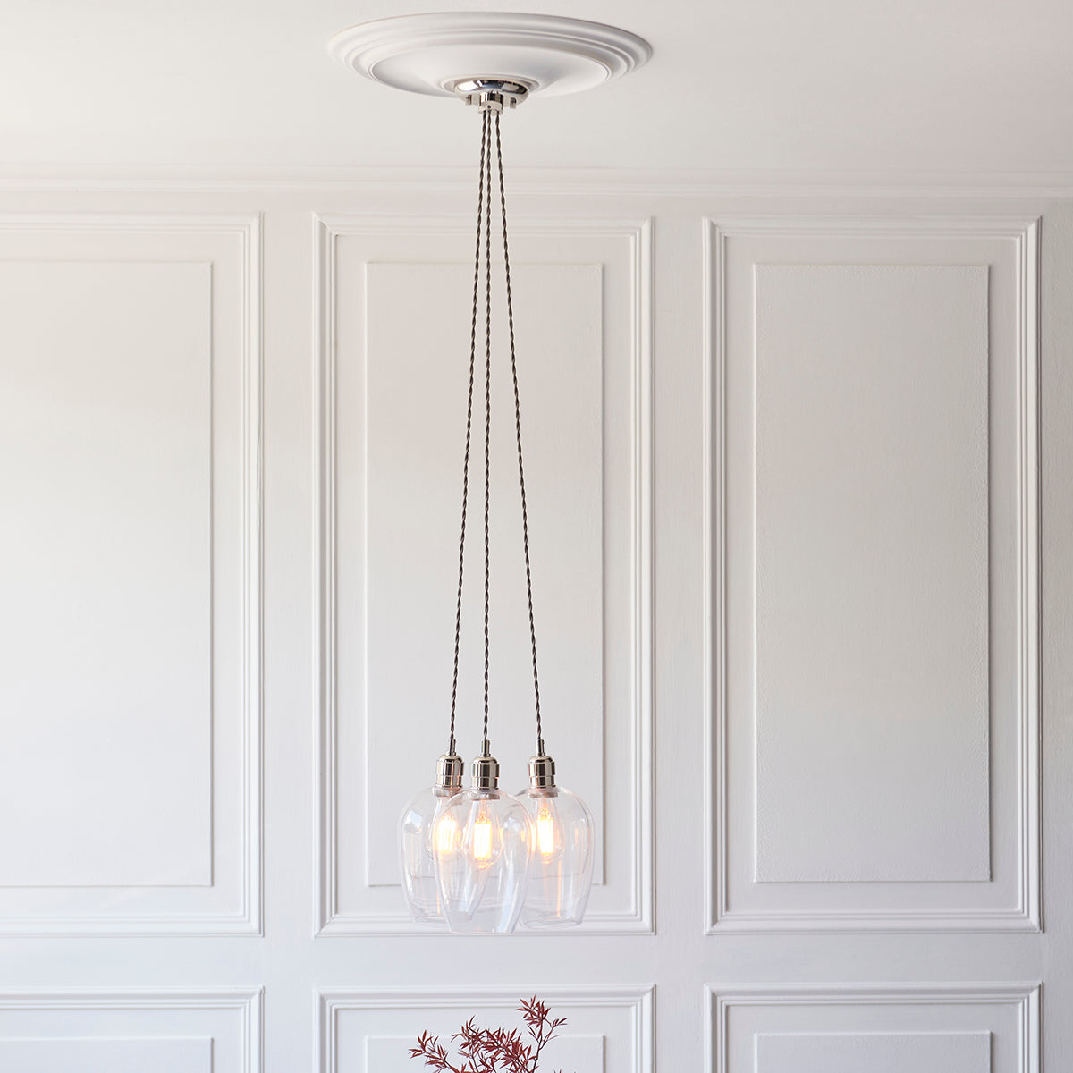 Bright Nickel Plate & Clear Glass 3-Light