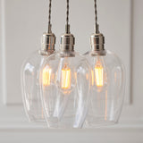 Bright Nickel Plate & Clear Glass 3-Light