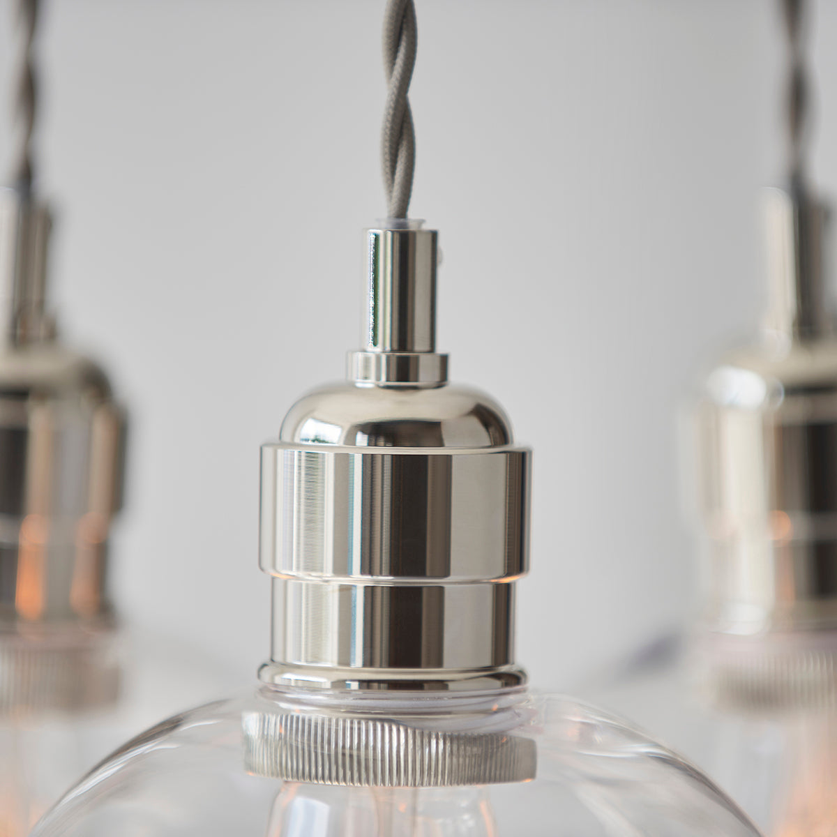 Bright Nickel Plate & Clear Glass 3-Light