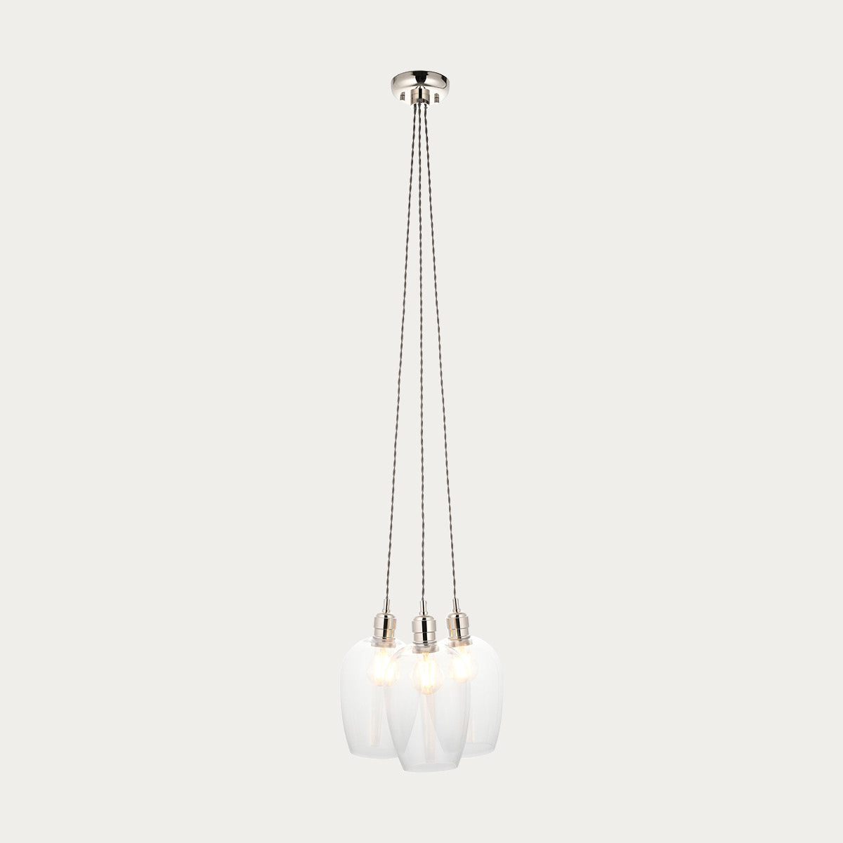 Bright Nickel Plate & Clear Glass 3-Light