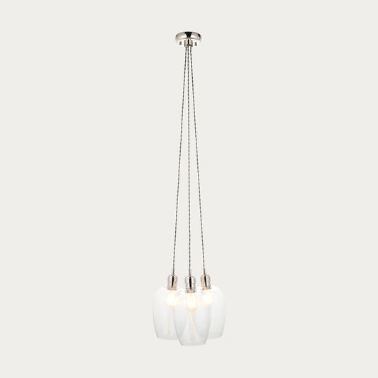 Bright Nickel Plate & Clear Glass 3-Light