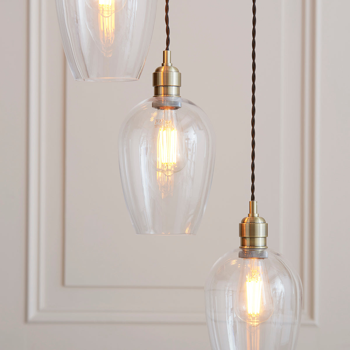 Antique Brass Plate & Clear Glass 7-Light