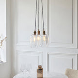 Antique Brass Plate & Clear Glass 3-Light