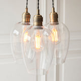 Antique Brass Plate & Clear Glass 3-Light