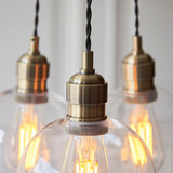 Antique Brass Plate & Clear Glass 3-Light