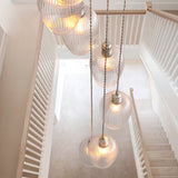 Bright Nickel Plate & Clear Ribbed Glass 13-Light