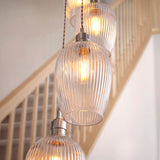 Bright Nickel Plate & Clear Ribbed Glass 13-Light