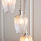 Bright Nickel Plate & Clear Ribbed Glass 7-Light