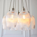 Bright Nickel Plate & Clear Ribbed Glass 7-Light