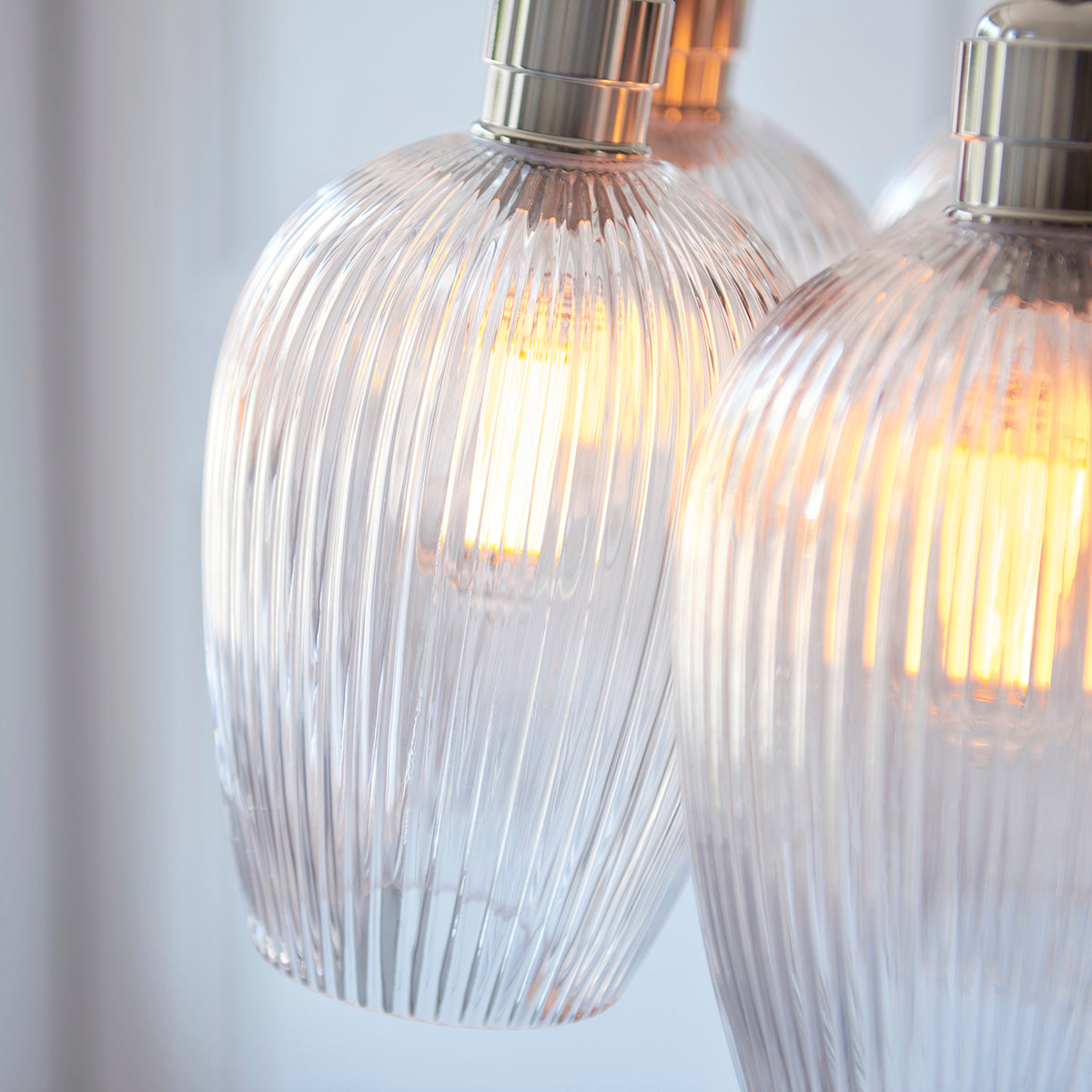 Bright Nickel Plate & Clear Ribbed Glass 7-Light