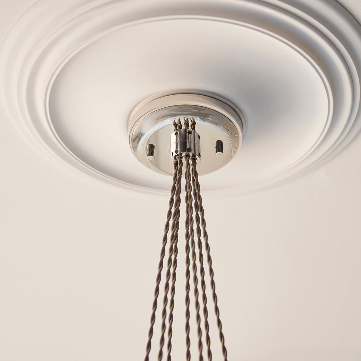 Bright Nickel Plate & Clear Ribbed Glass 7-Light