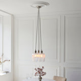Bright Nickel Plate & Clear Ribbed Glass 3-Light