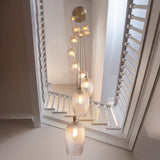 Antique Brass Plate & Clear Ribbed Glass 13-Light