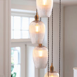 Antique Brass Plate & Clear Ribbed Glass 13-Light