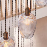 Antique Brass Plate & Clear Ribbed Glass 13-Light