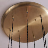 Antique Brass Plate & Clear Ribbed Glass 7-Light