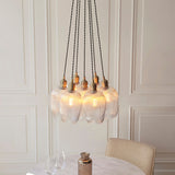 Antique Brass Plate & Clear Ribbed Glass 7-Light