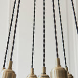 Antique Brass Plate & Clear Ribbed Glass 7-Light