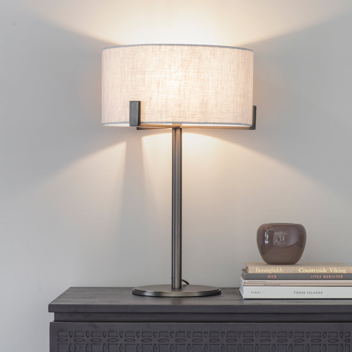 Elm Table Lamp in Bronze and Beige