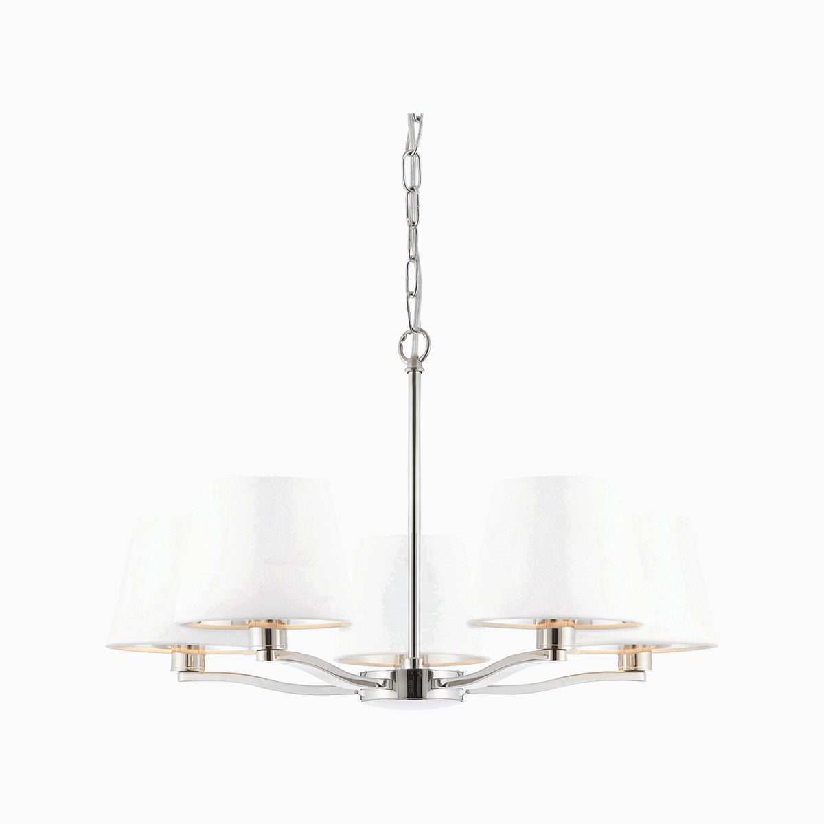 Bright nickel plate & vintage white fabric