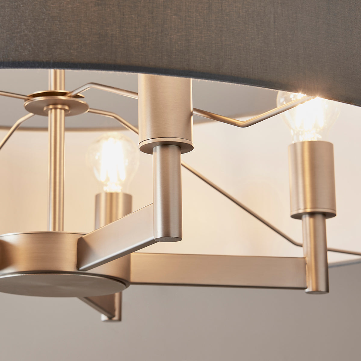 Frida Fabric Shade Chandelier in Grey