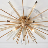 Juno Flush Starburst Ceiling Light in Antique Brass