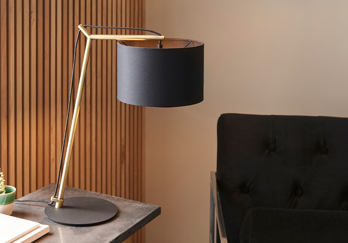 Matt brass plate & black cotton fabric