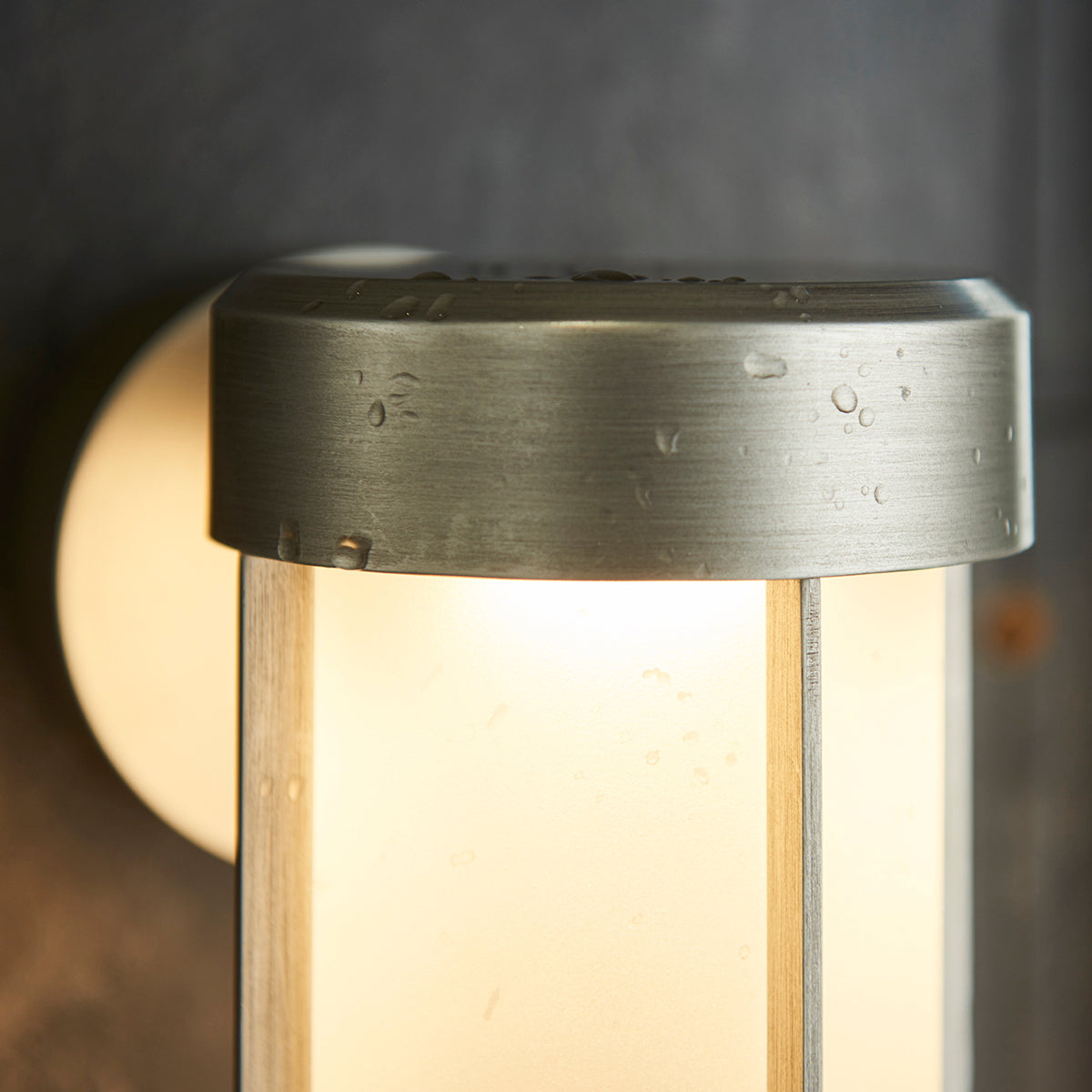 Brushed silver & frosted glass