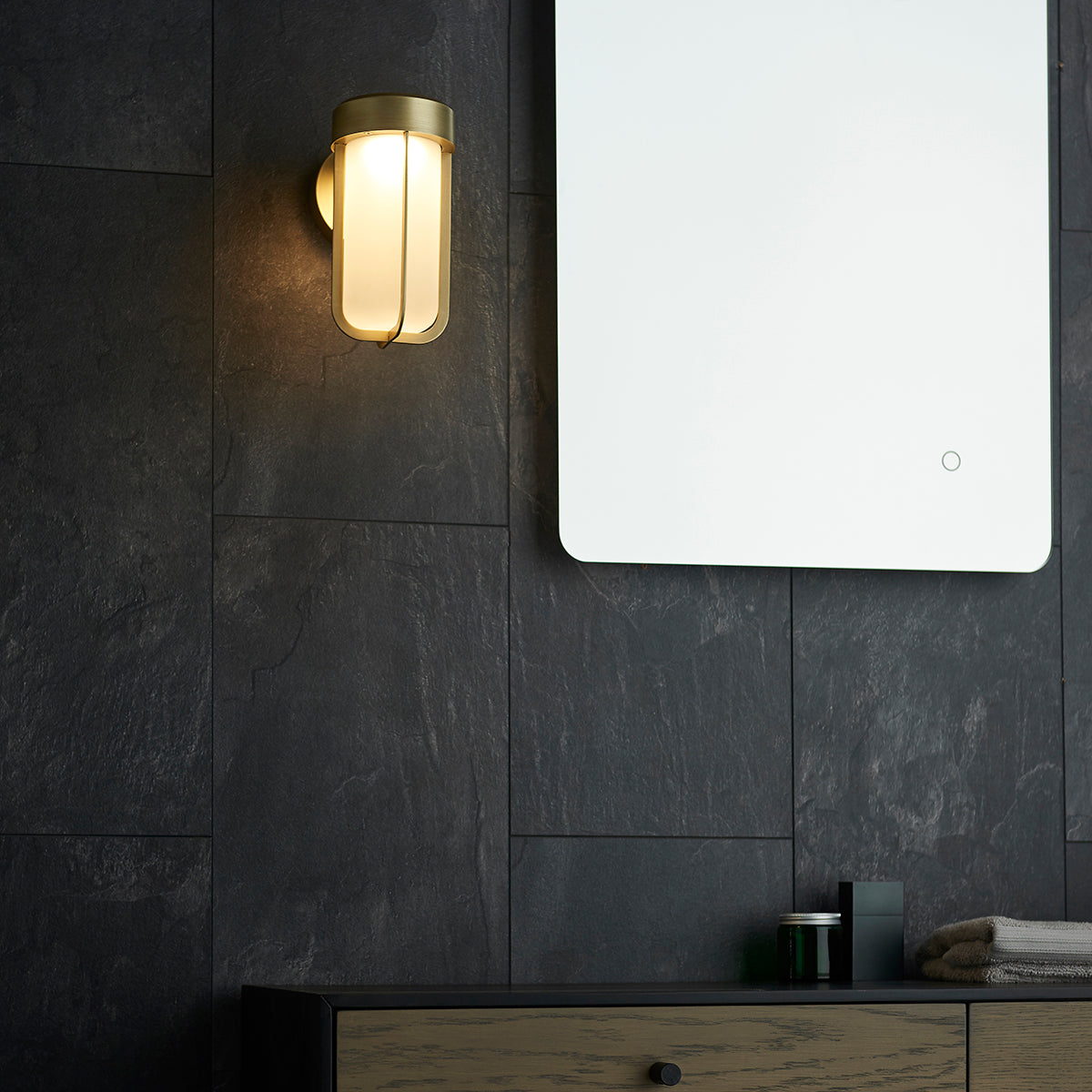 Brushed gold & frosted glass