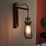 Cave Metal Caged Wall Light in Black