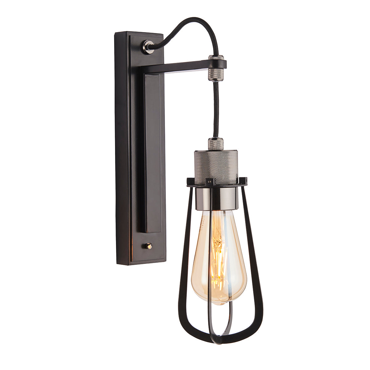 Cave Metal Caged Wall Light in Black