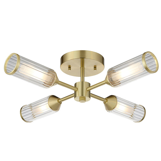 Juliette Semi Flush Glass Light in Brushed Brass