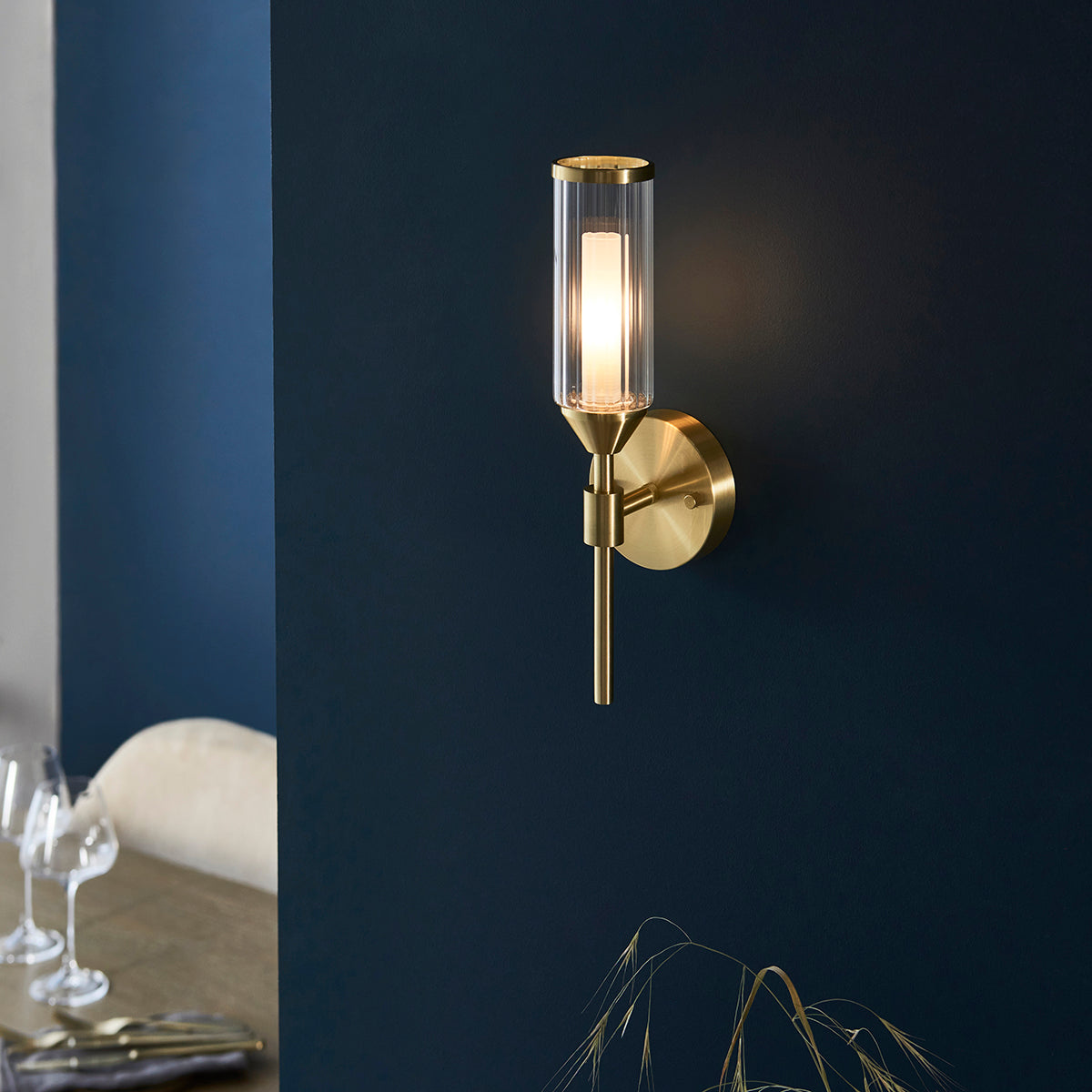 Juliette Glass Wall Light in Brushed Brass