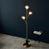 Ariella Frosted Glass Floor Light in Satin Brass