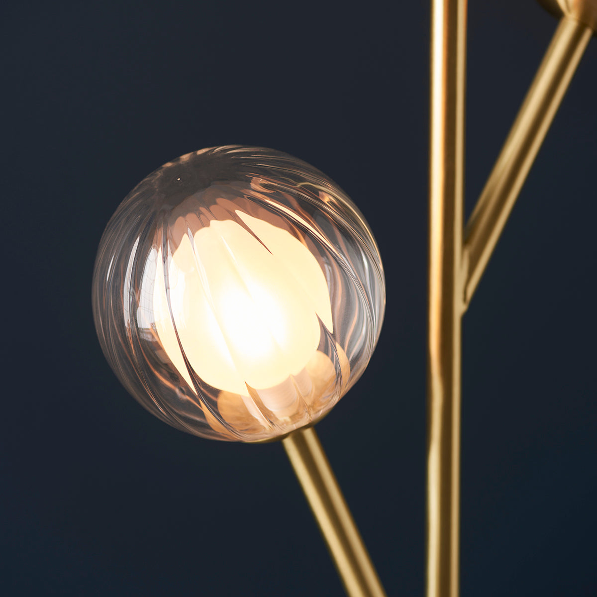 Ariella Frosted Glass Floor Light in Satin Brass