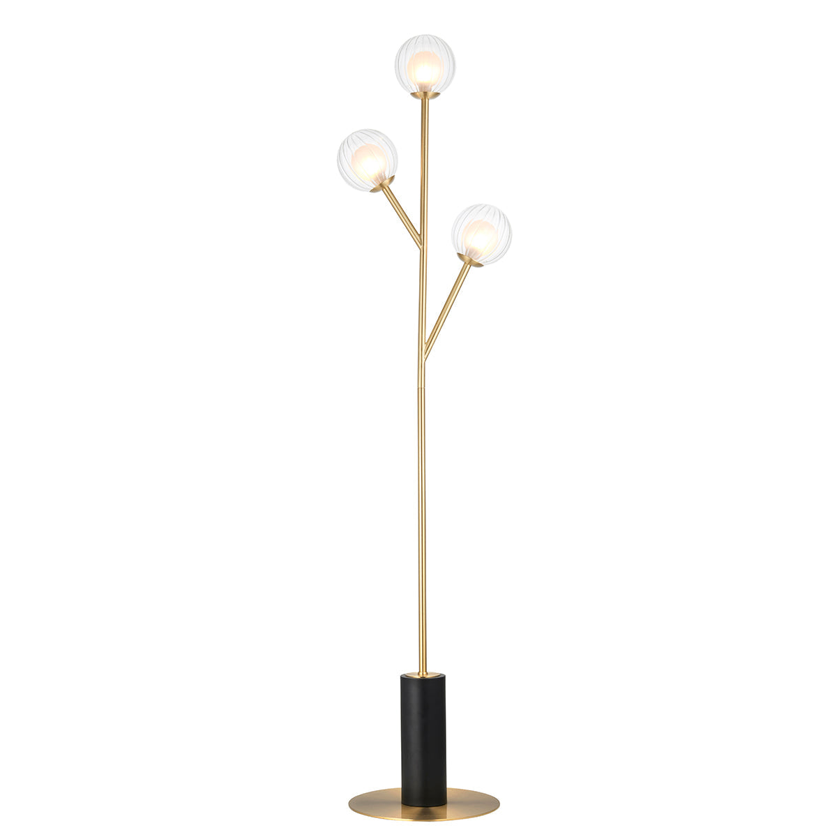 Ariella Frosted Glass Floor Light in Satin Brass