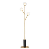 Ariella Frosted Glass Floor Light in Satin Brass