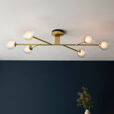 Ariella Frosted Glass Semi Flush Light in Satin Brass