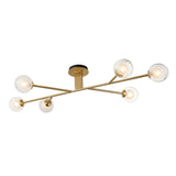 Ariella Frosted Glass Semi Flush Light in Satin Brass