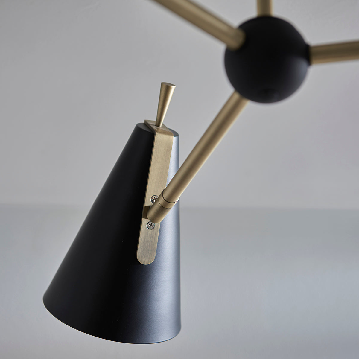 Axton Mid Century Semi Flush Light in Matt Black