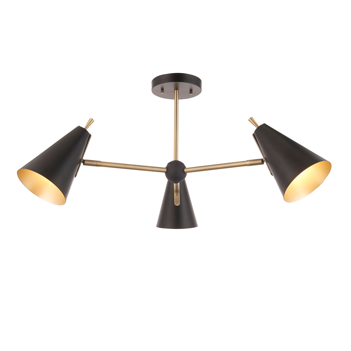 Axton Mid Century Semi Flush Light in Matt Black