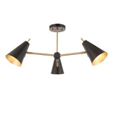 Axton Mid Century Semi Flush Light in Matt Black