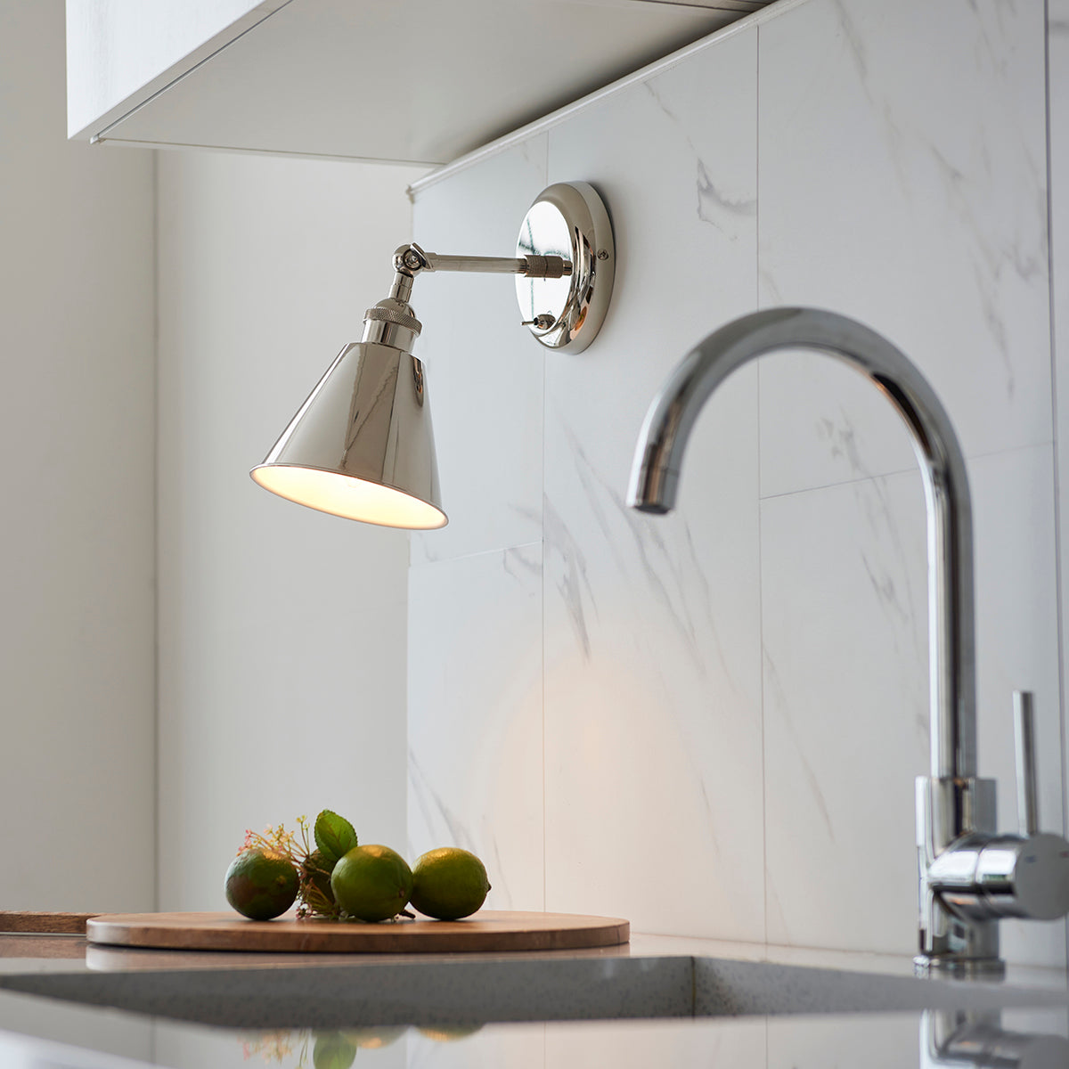 Felton Wall Light in Bright Nickel