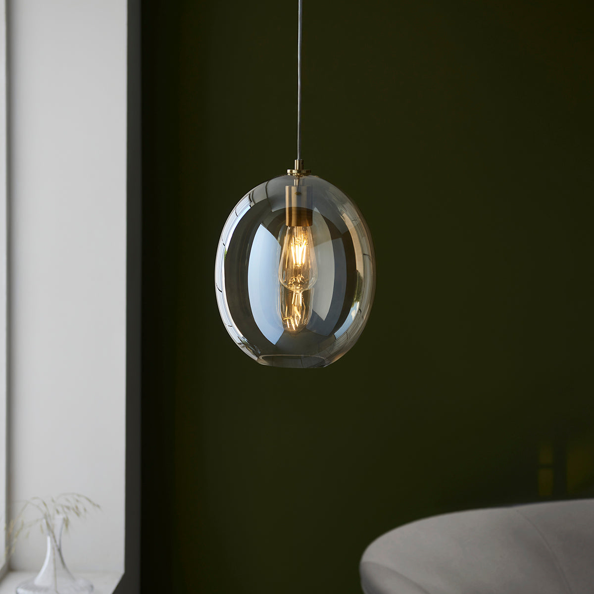 Cora Oval Pendant in Satin Brass