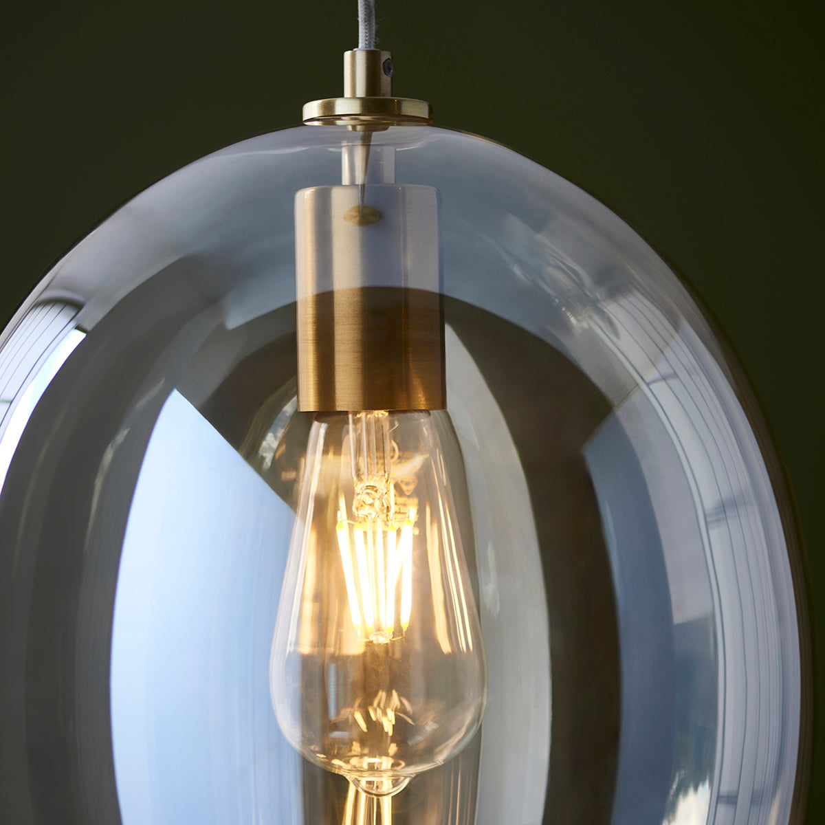 Cora Oval Pendant in Satin Brass