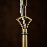 Odell Five Light Pendant in Antique Brass with Vintage White Fabric