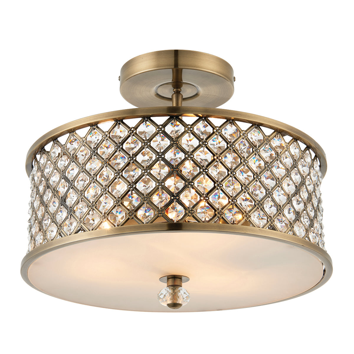 Arden Three Light Flush Light in Antique Brass