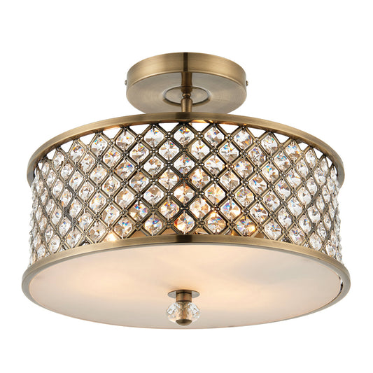 Arden Three Light Flush Light in Antique Brass